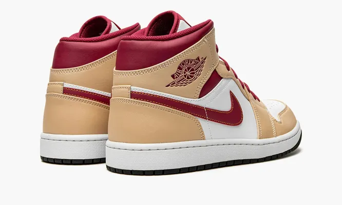 Кроссовки Air Jordan 1 Mid «Light Curry Cardinal» бежевый