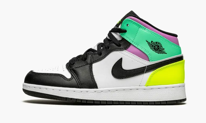 Кроссовки Air Jordan 1 Mid GS «Pastel Black Toe» черный