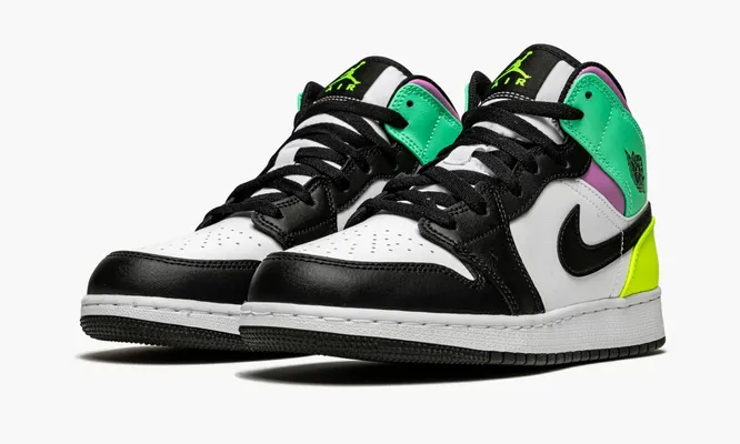 Кроссовки Air Jordan 1 Mid GS «Pastel Black Toe» черный