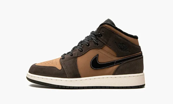 Кроссовки Air Jordan 1 Mid SE GS «Earth Tone» коричневый