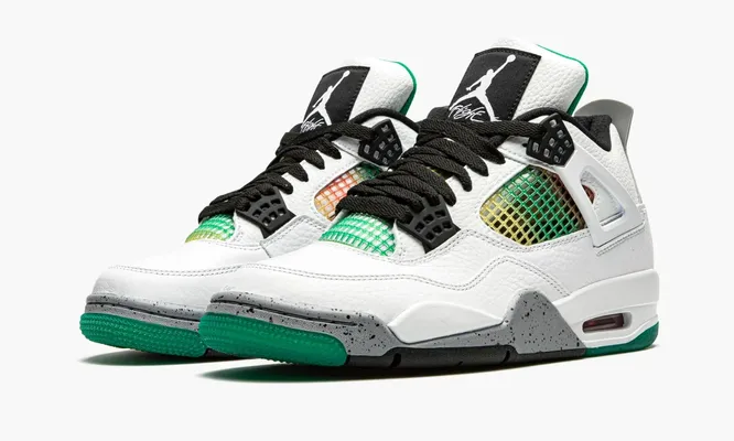 Кроссовки Air Jordan 4 Retro WMNS «Lucid Green Rasta» белый