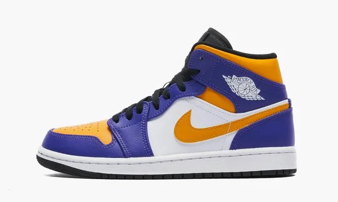 Кроссовки Air Jordan 1 Mid «Lakers 2022» фиолетовый