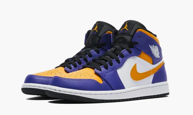 Кроссовки Air Jordan 1 Mid «Lakers 2022» фиолетовый