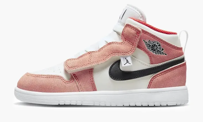 Кроссовки Air Jordan 1 Mid Alt SE PS «Orange Suede» розовый