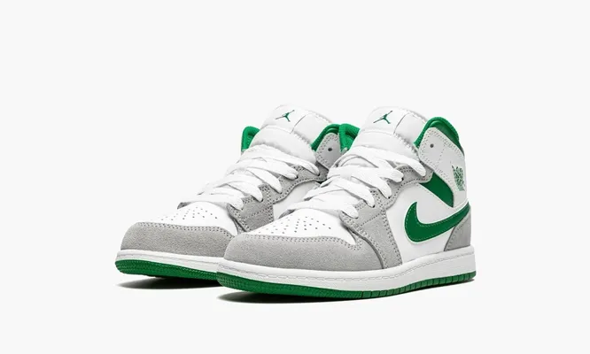 Кроссовки Air Jordan 1 Mid SE PS «White Pine Green Smoke Grey» серый,белый