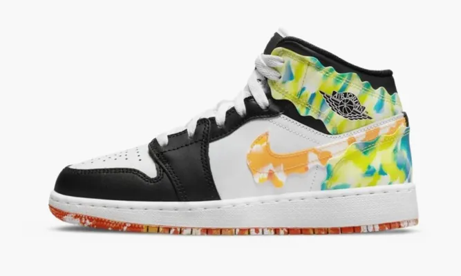 Кроссовки Air Jordan 1 Mid SE GS «Slim Vortex» разноцветный