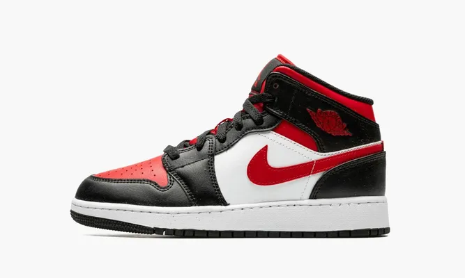 Кроссовки Air Jordan 1 Mid GS «Black Fire Red» черный