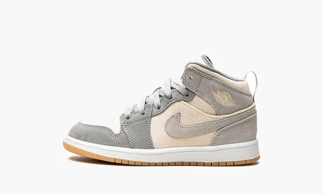 Для самых маленьких Air Jordan 1 Mid SE PS «Coconut Milk Particle Grey» серый,кремовый