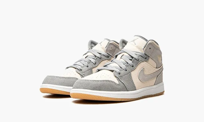 Для самых маленьких Air Jordan 1 Mid SE PS «Coconut Milk Particle Grey» серый,кремовый