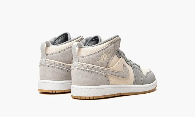Для самых маленьких Air Jordan 1 Mid SE PS «Coconut Milk Particle Grey» серый,кремовый
