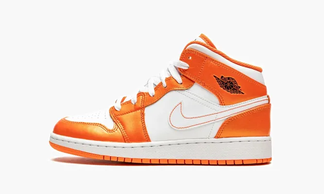 Кроссовки Air Jordan 1 Mid SE GS «Electro Orange» оранжевый