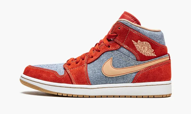 Кроссовки Air Jordan 1 Mid «Denim Red» красный