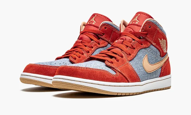 Кроссовки Air Jordan 1 Mid «Denim Red» красный