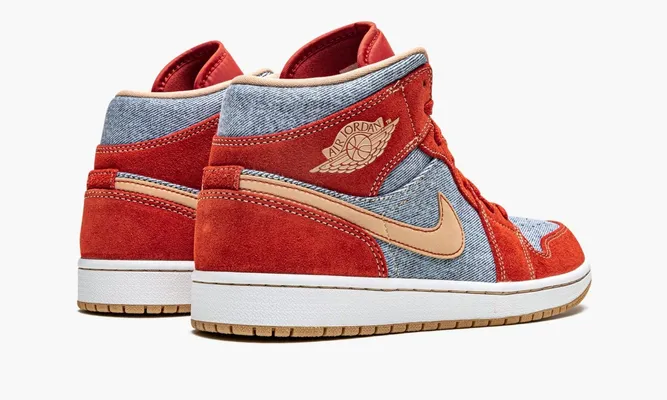 Кроссовки Air Jordan 1 Mid «Denim Red» красный