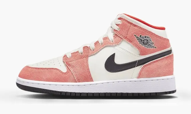 Кроссовки Air Jordan 1 Mid SE GS «Orange Suede» розовый
