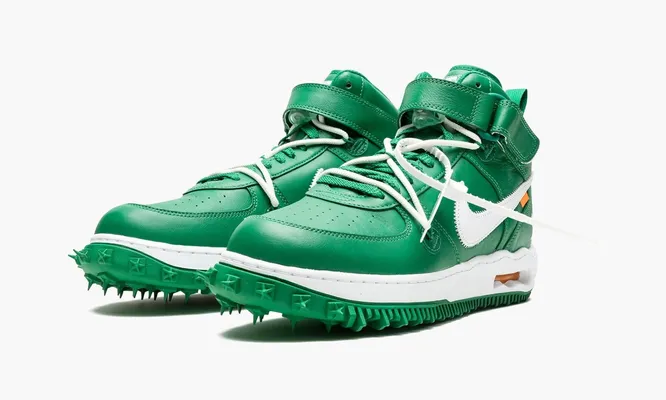 Кроссовки Nike Air Force 1 Mid «Off-white - Pine Green» зеленый