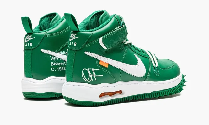 Кроссовки Nike Air Force 1 Mid «Off-white - Pine Green» зеленый
