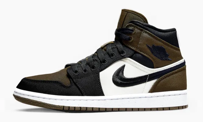 Кроссовки Air Jordan 1 Mid WMNS «Olive Toe» черный