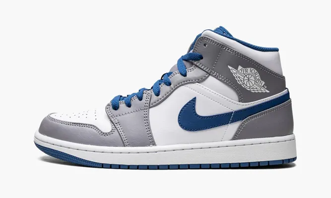 Кроссовки Air Jordan 1 Mid «True Blue / Cement» серый,белый