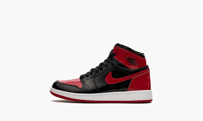 Кроссовки Air Jordan 1 Retro High GS «Patent Bred» черный