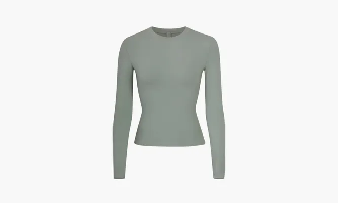 Одежда SKIMS Long Sleeve T-shirt «Green» зеленый