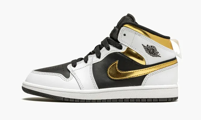 Для самых маленьких Air Jordan 1 Mid PS «White / Gold» белый