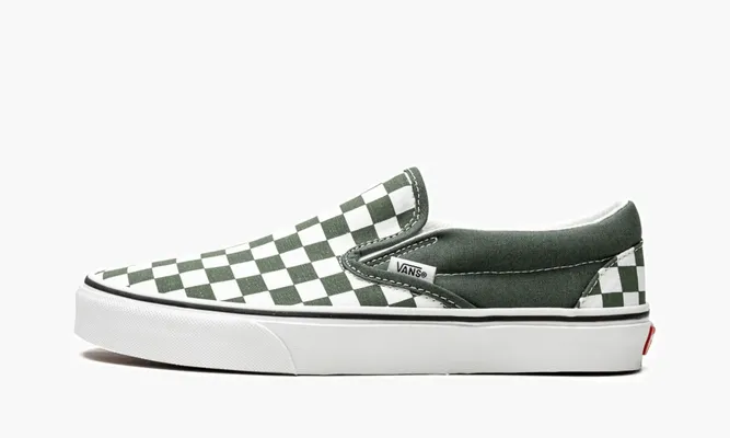 Кроссовки Vans Classic Slip-on Checkerboard зеленый,белый
