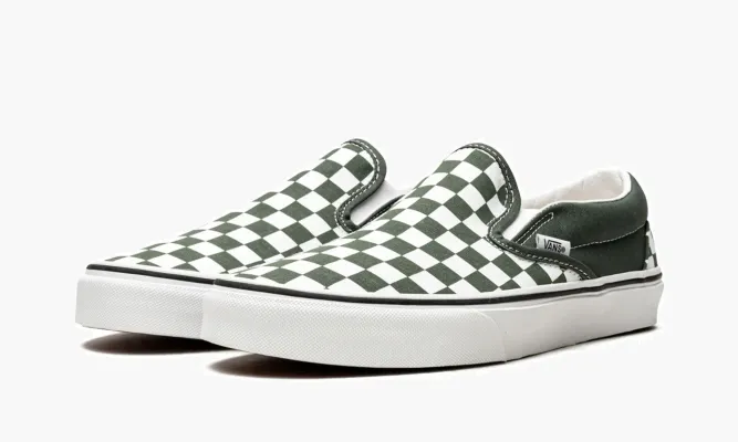 Кроссовки Vans Classic Slip-on Checkerboard зеленый,белый