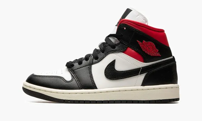 Кроссовки Air Jordan 1 Mid WMNS «Black / Gym Red / Sail» черный