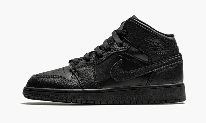 Кроссовки Air Jordan 1 Mid GS «Triple Black» черный
