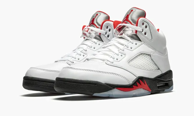 Кроссовки Air Jordan 5 Retro «Fire Red Silver Tongue 2020» белый