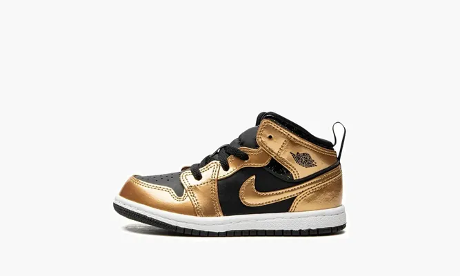 Для самых маленьких Air Jordan 1 Mid SE TD «Black / Metallic Gold» черный