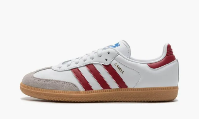 Кроссовки Adidas Samba OG «White Burgundy Gum» бордовый