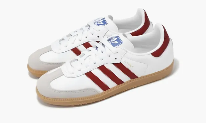 Кроссовки Adidas Samba OG «White Burgundy Gum» бордовый