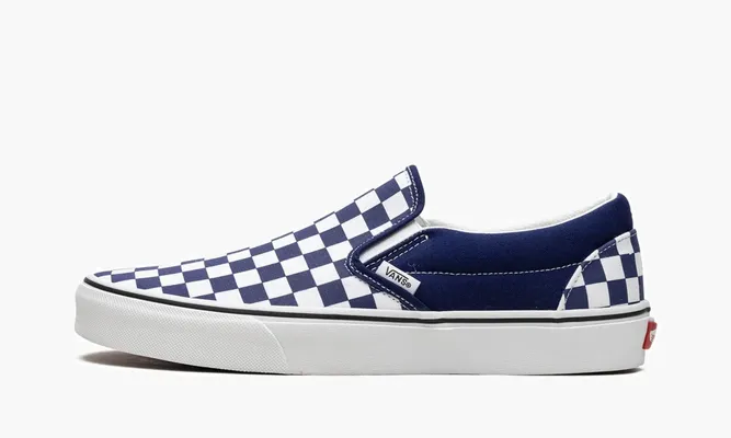 Кроссовки Vans Checkerboard Classic Slip-on «Beacon Blue» синий,белый