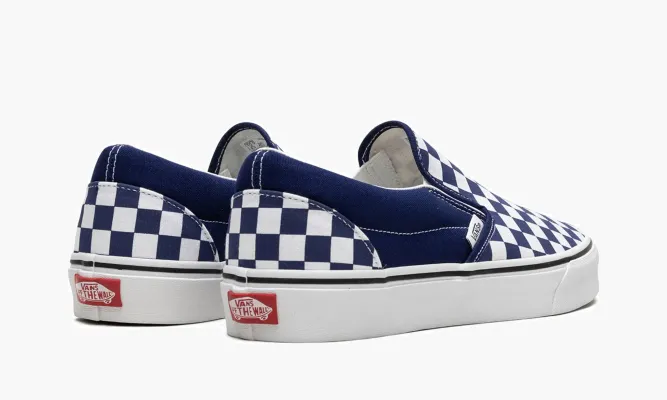 Кроссовки Vans Checkerboard Classic Slip-on «Beacon Blue» синий,белый
