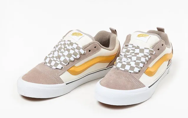 Кроссовки Vans Knu-Skool «Mega Check Grey Marshmallow» бежевый,белый