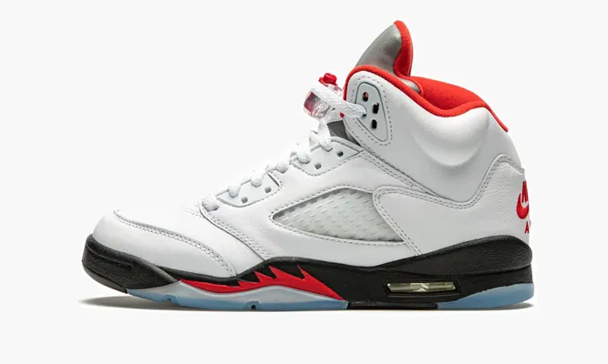 Кроссовки Air Jordan 5 Retro GS «Fire Red Silver Tongue» белый