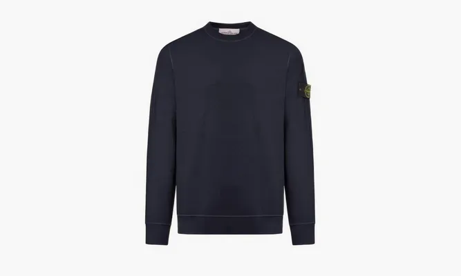 Одежда Stone Island Cotton Crew-neck Sweatshirt «Navy» синий