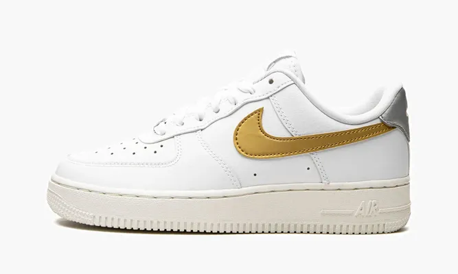 Кроссовки Air Force 1 MNS WMNS «White / Gold / Silver» белый