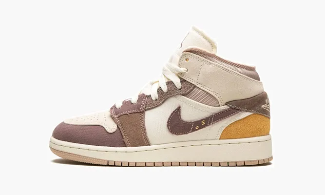 Кроссовки Air Jordan 1 Mid SE Craft GS «Inside Out - Taupe Haze» бежевый