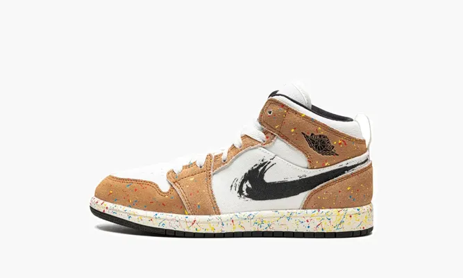 Для самых маленьких Air Jordan 1 Mid PS «Paint Splatter» бежевый