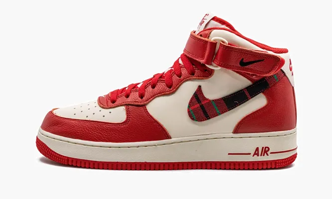 Кроссовки Air Force 1 Mid '07 LX «Plaid Cream Red» красный,белый