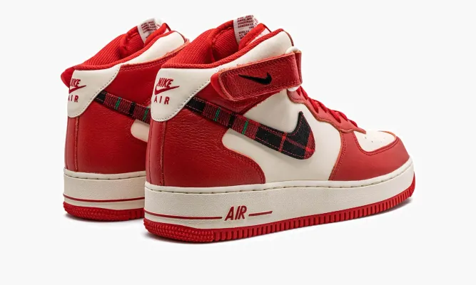 Кроссовки Air Force 1 Mid '07 LX «Plaid Cream Red» красный,белый