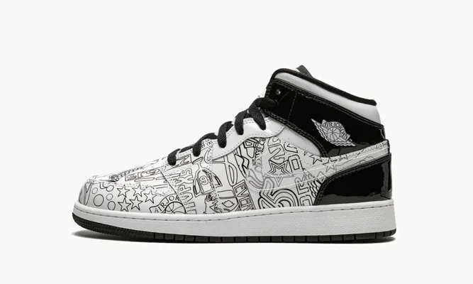 Кроссовки Air Jordan 1 Mid SE GS «Diy» белый