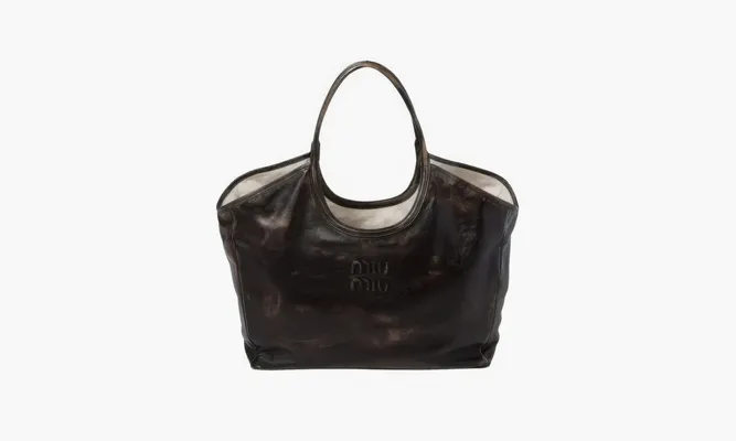 Сумки Miu Miu Leather Tote Bag «Sand / Coffee» черный