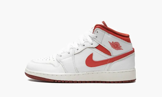 Кроссовки Air Jordan 1 Mid SE GS «White Dune Red» белый