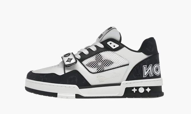 Кроссовки Louis Vuitton Trainer Low «velcro Strap - Black Monogram Denim» черный