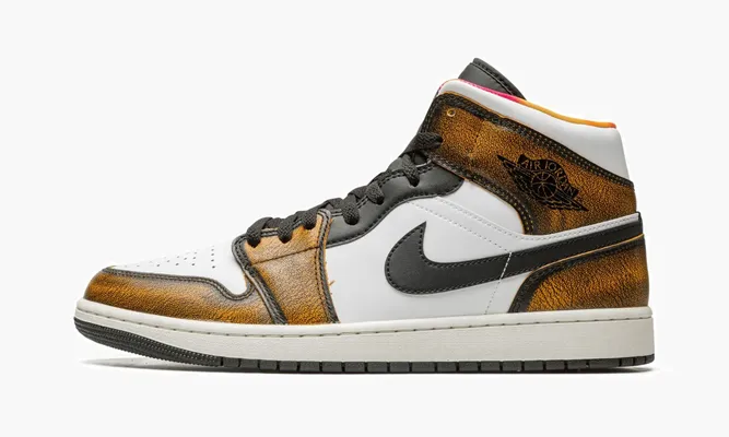 Кроссовки Air Jordan 1 Mid SE «Orange Wear Away» черный