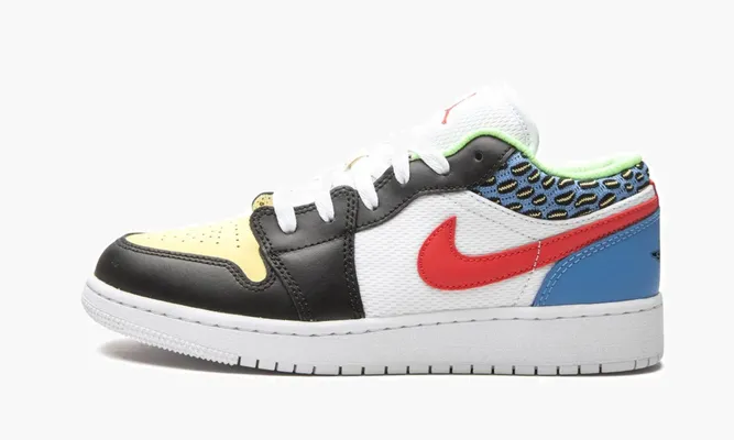 Кроссовки Air Jordan 1 Low GS «White Mesh / Multicolor» черный